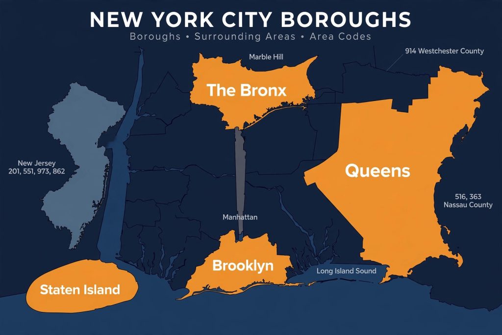 New York City area code map